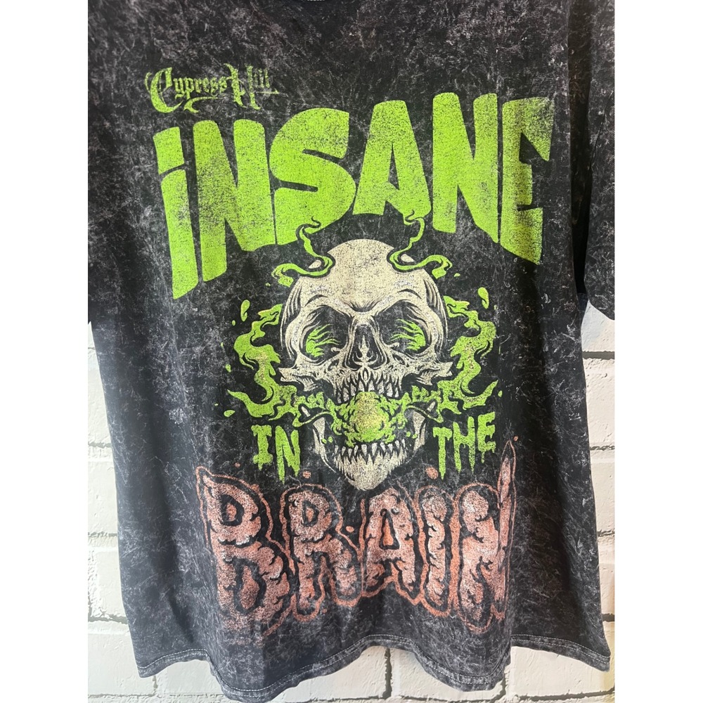 Cypress Hill Insane In The Brain Skull Graphic Mineral Wash T-Shirt Black XL